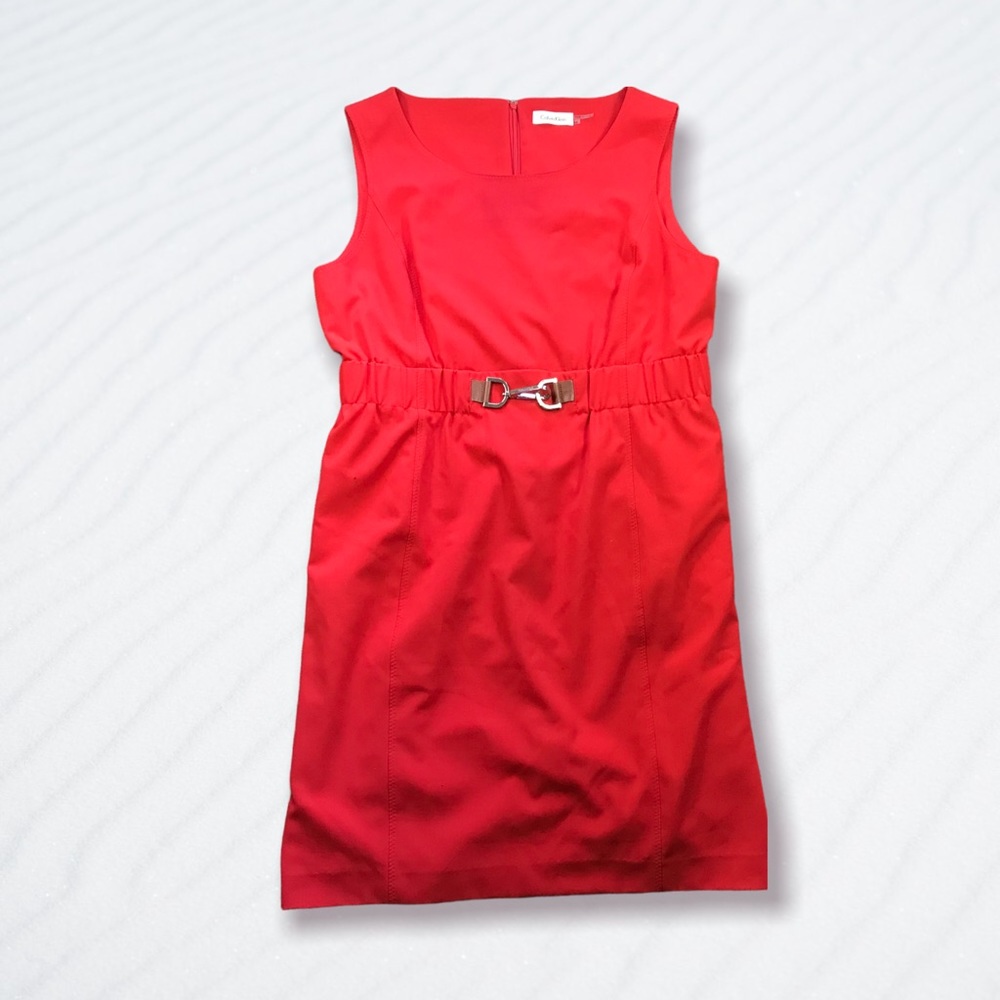 Calvin Klein Classic Red Sheath Dress Size 14